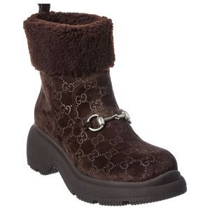 Gucci Gg Suede Bootie, Brown